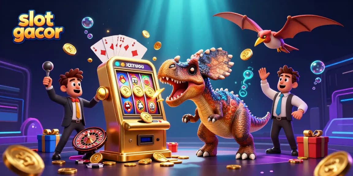 Experience excitement with slot gacor as a pachycephalosaurus hits a jackpot slot machine.