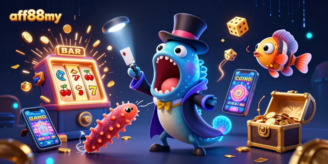 Watch the magical card tricks of afb88my's animated sea characters drawing in casino enthusiasts.