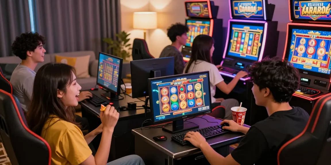 Pengalaman bermain situs slot gacor dengan pemain bersemangat merayakan kemenangan jackpot.