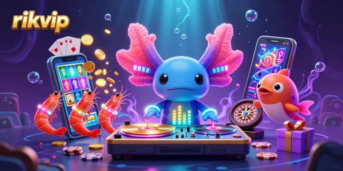 Engage with rikvip's exciting slot games featuring vibrant characters and dynamic neon elements.