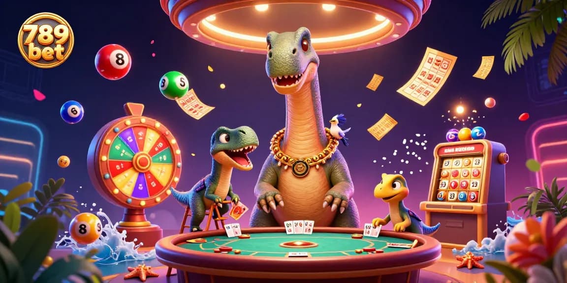 Experience 789 bet excitement with a vibrant casino scene featuring dynamic games and characters.