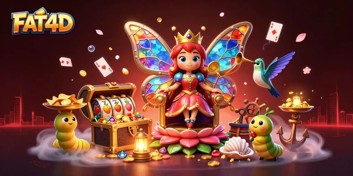 Experience thrilling gameplay with FAT4D's dazzling slots and vibrant jackpot opportunities in this enchanting scene.
