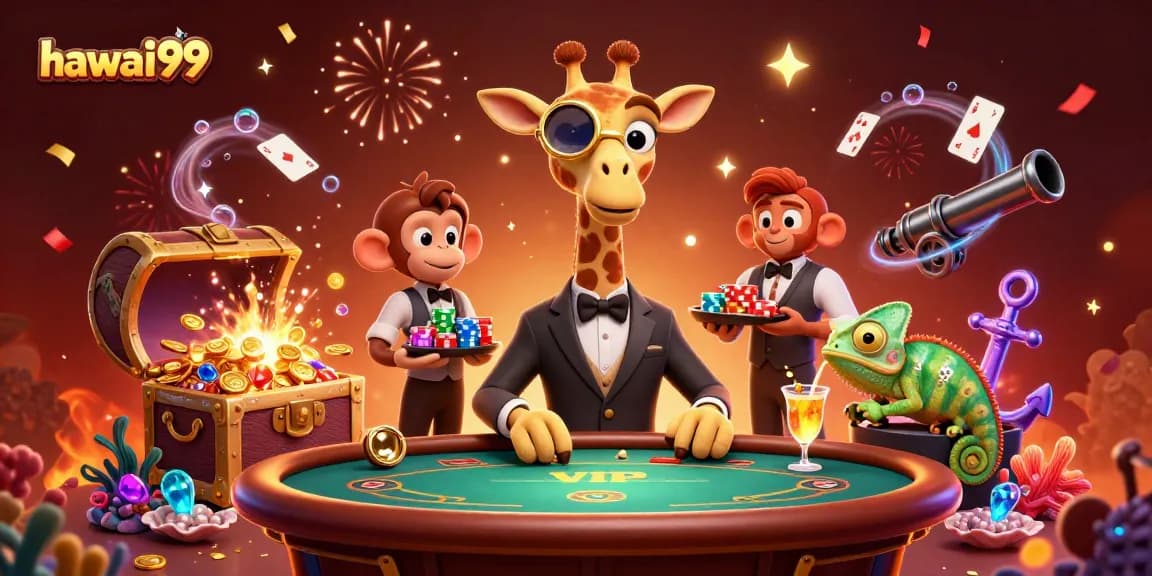 Experience the vibrant energy of hawai99 as high-roller characters engage in thrilling casino action.