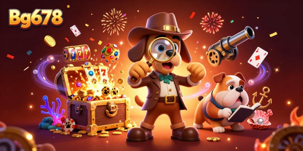 Join in thrilling action with Bg678 as a detective discovers poker chip clues in a vibrant casino scene.