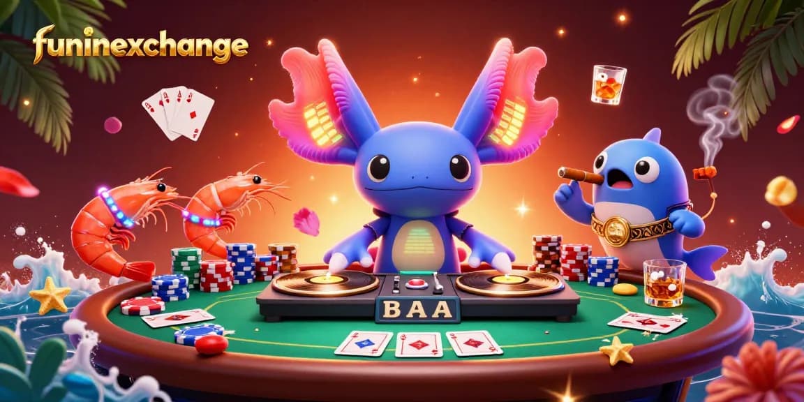Experience funinexchange with a vibrant 3D illustration of gambling excitement and action.