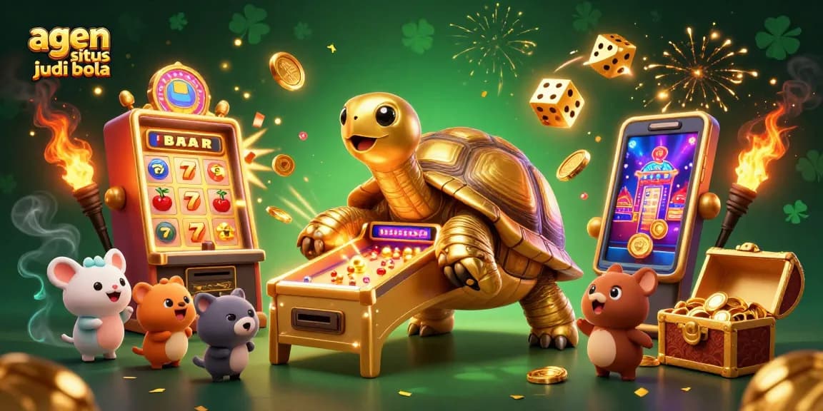 Engage with the lively agen situs judi bola scene featuring casino games, golden tortoise, and endless excitement.