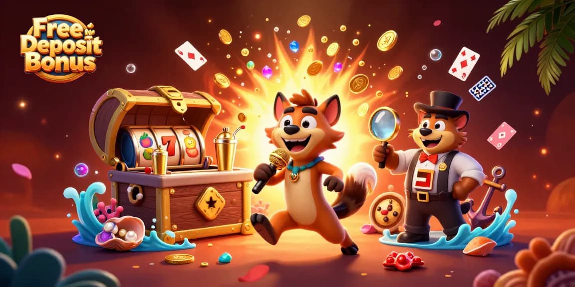 Experience the thrill of a Free No Deposit Bonus in a vibrant casino scene with hyenas.