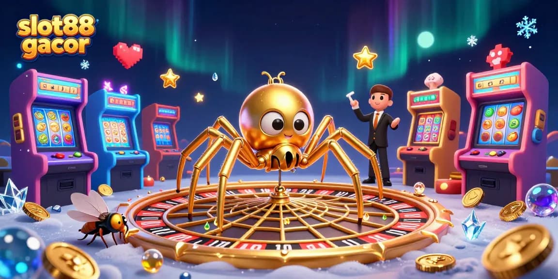 Menang di slot88 gacor dengan ilustrasi kasino yang penuh warna dan banyak elemen!