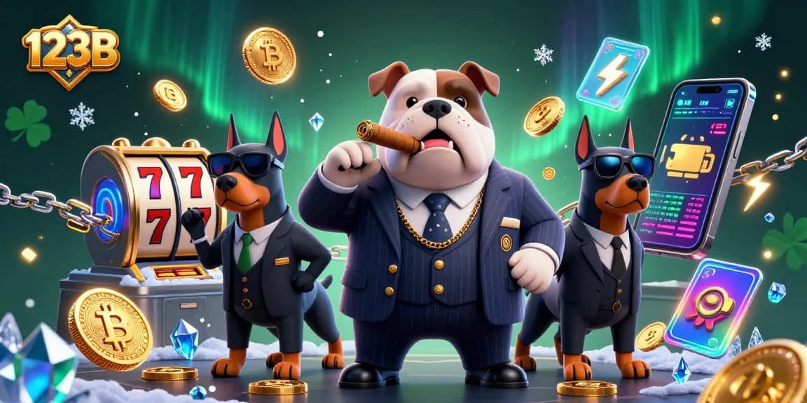 Spin the reels at 123B as the mafia boss oversees the action in a vibrant casino setting.
