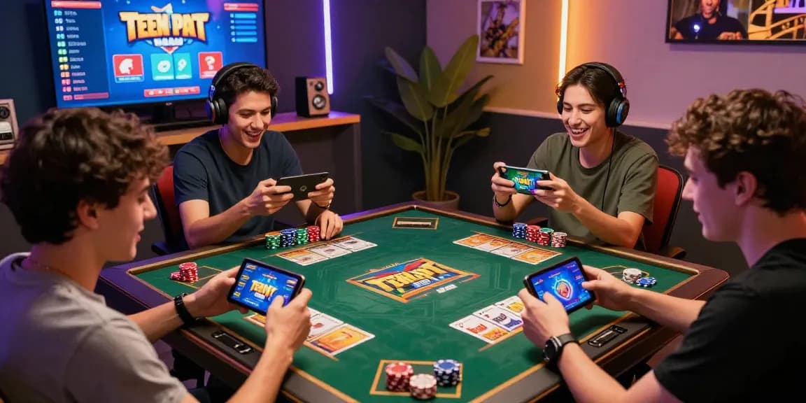 Engaged players accessing the Teen Patti Gold app through their mobile devices, embodying the spirit of Click to online portal gaming.