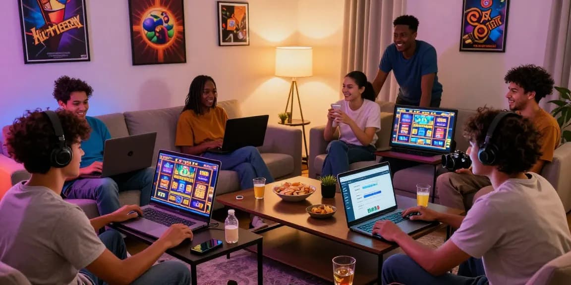 สมัครfun88 online gaming excitement with friends in cozy living room