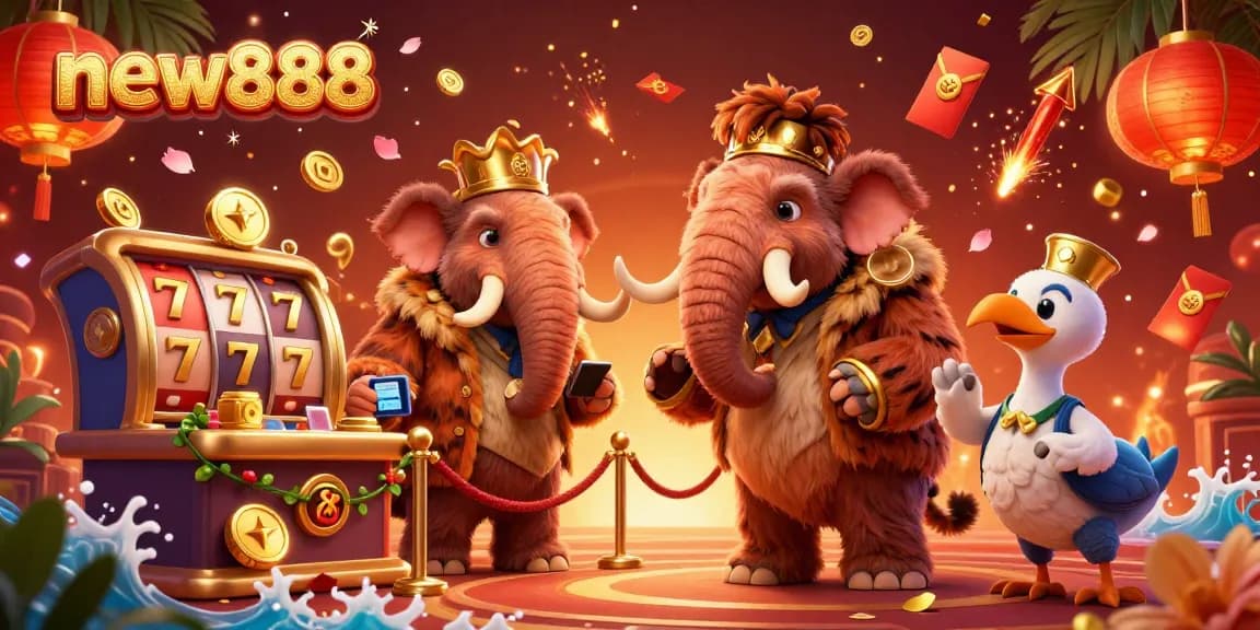 Join the fun with new888 in an exciting casino atmosphere featuring characters and lucky game elements.