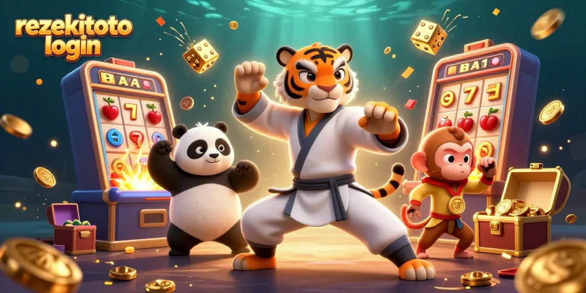 Experience the excitement of rezekitoto login with this vibrant casino-themed digital illustration bursting with action and characters.