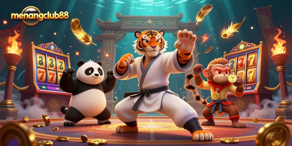 Experience the excitement of menangclub88 with energetic characters in a vibrant casino scene.