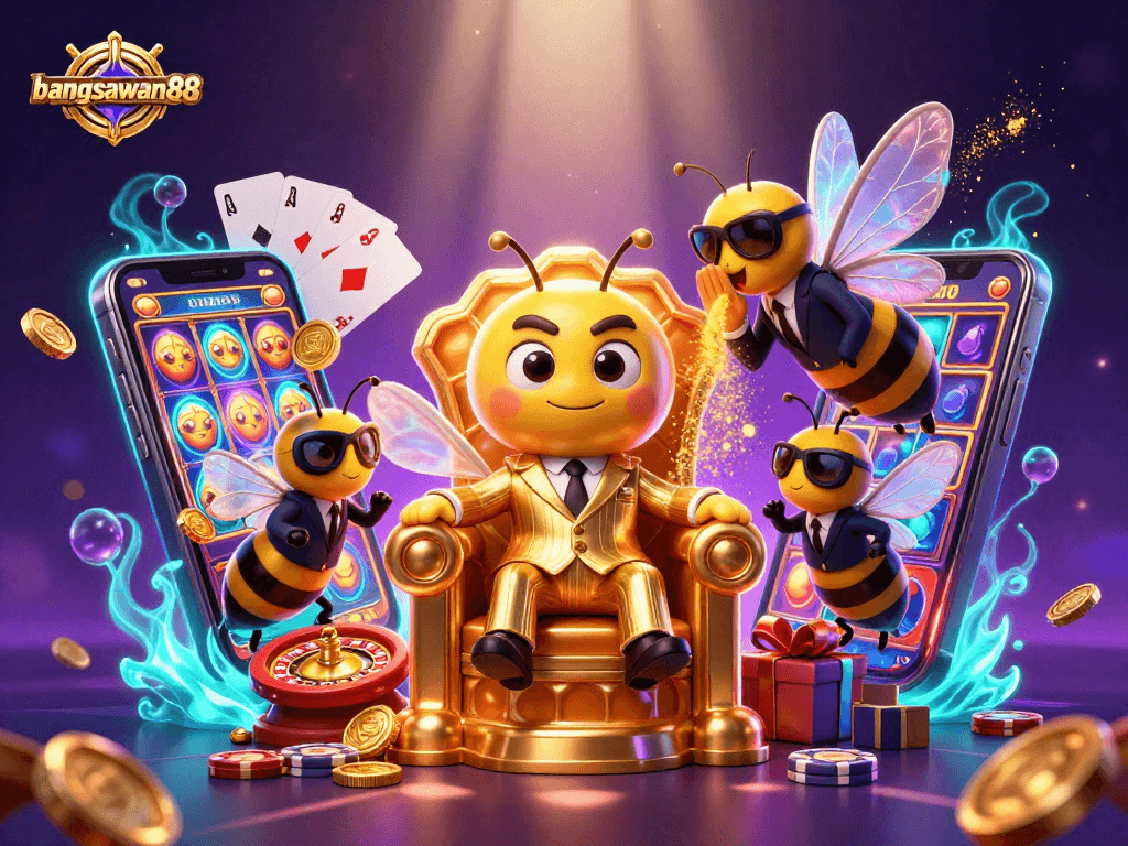 Experience bangsawan88 with a vibrant casino scene featuring animated characters and dynamic gambling elements.
