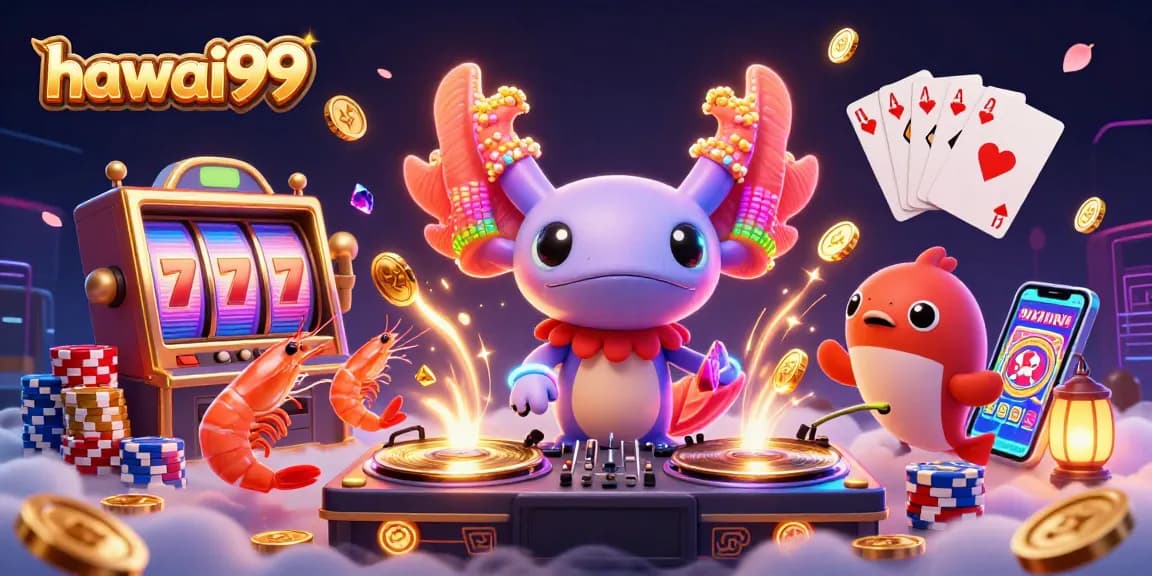 Spinning vibrant slots and dynamic gameplay featuring hawai99's colorful characters and elements.