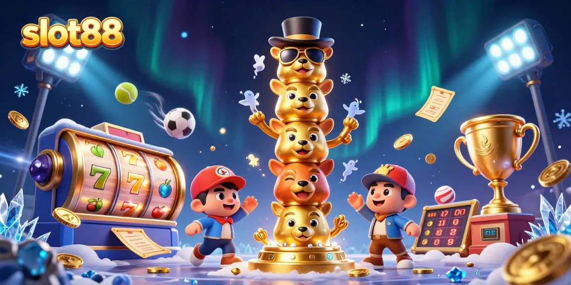 Menangkan permainan slot88 dengan simbol keberuntungan dan totem emas dalam festival slot yang megah.