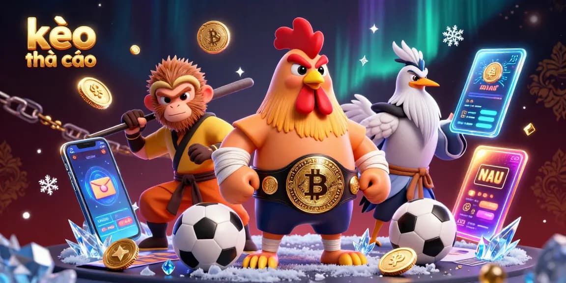 Bet on kèo nhà cái with dynamic betting action featuring a fierce Muay Thai rooster and savvy sports betting elements.