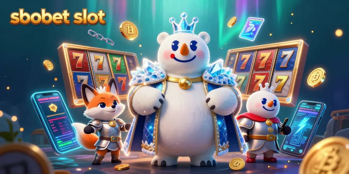 Engage with sbobet slot in this dynamic casino-themed illustration featuring vibrant slot elements.