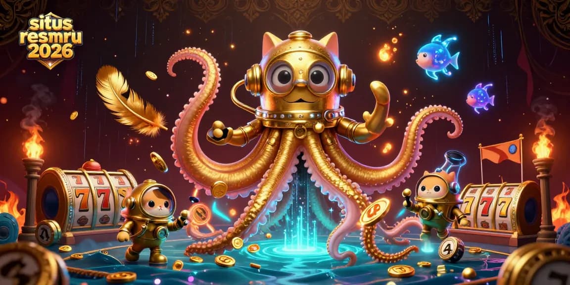 Mengalami keseruan di situs resmi terbaru 2026 dengan karakter kraken raksasa dan kucing selam memainkan slot.
