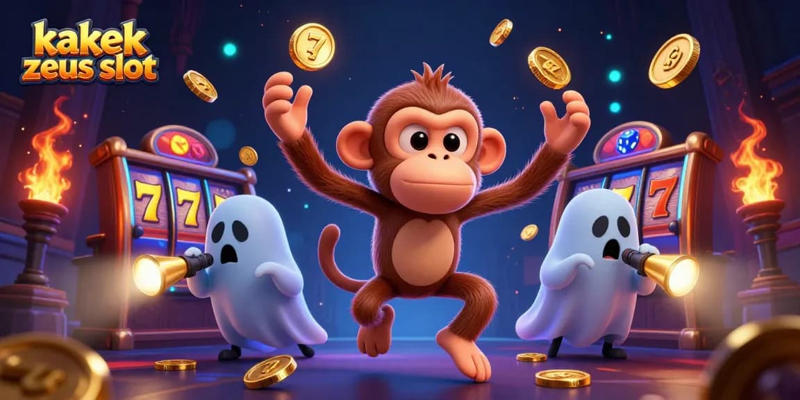 Engage with the exciting kakek zeus slot amidst golden coins and dynamic casino scenes.
