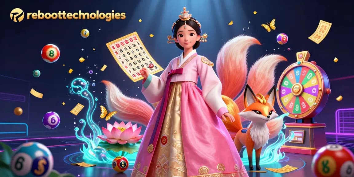 Engage with reboottechnologies on a vibrant lottery scene showcasing dynamic gambling elements and characters.