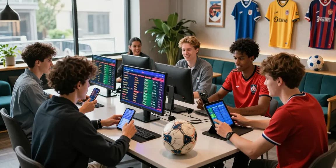 Exciting group of players in a modern betting lounge engaging with Daftar Bola88 platform for optimal mix parlay strategies.