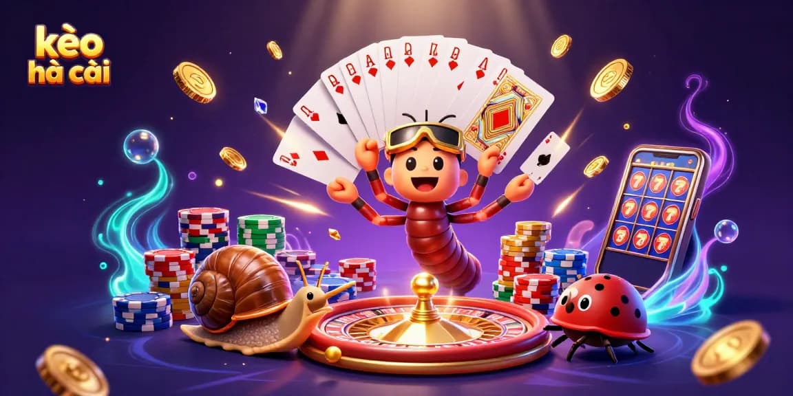 Experience thrilling kèo nhà cái action with a 3D cartoon millipede dealer, imaginative casino scene filled with excitement and color.