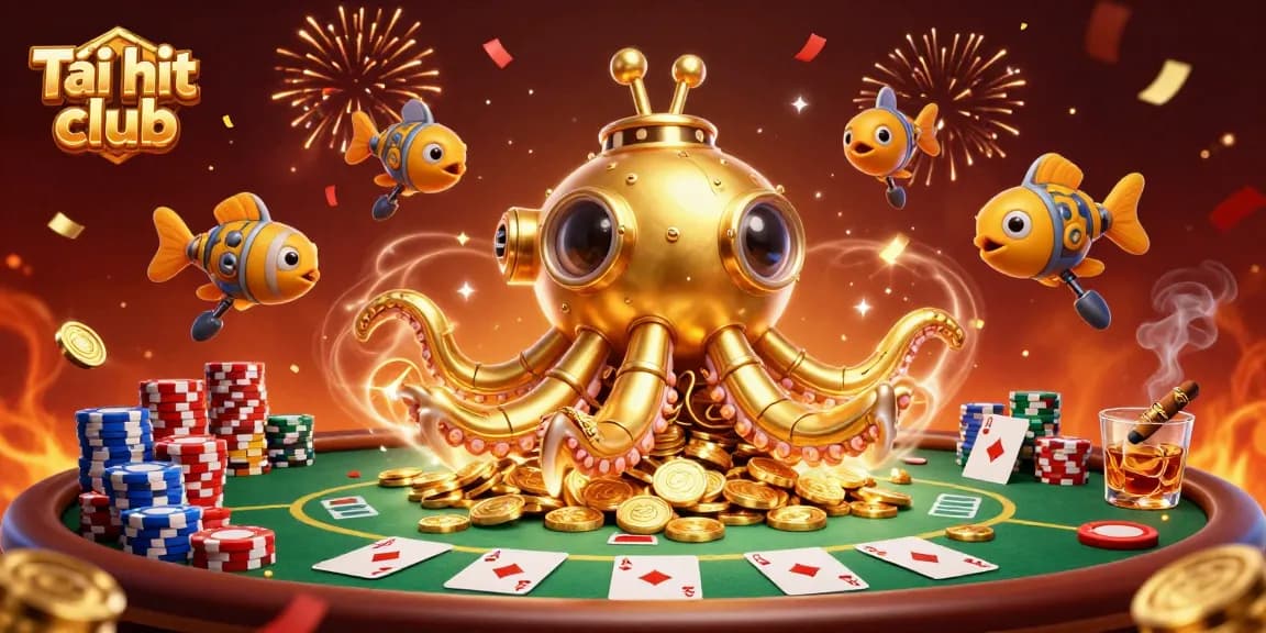 Engage with Tải hit club through an immersive, gold-filled casino environment featuring skilled players and vibrant game elements.