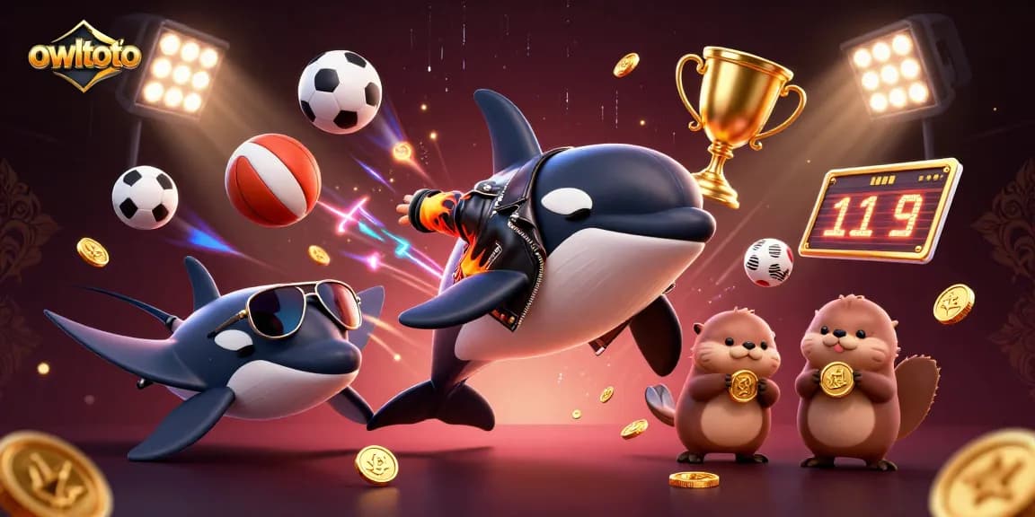 Explore the vibrant owltoto world as characters interact with dynamic casino elements and sports excitement.