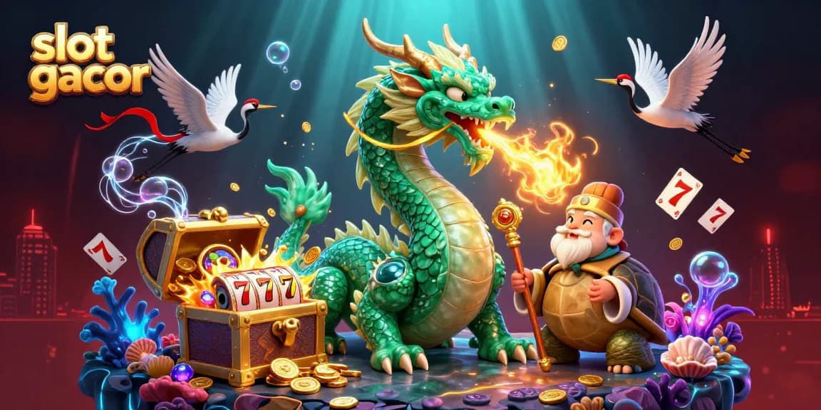 Experience thrilling slot gacor wins in this vibrant casino-themed 3D illustration.