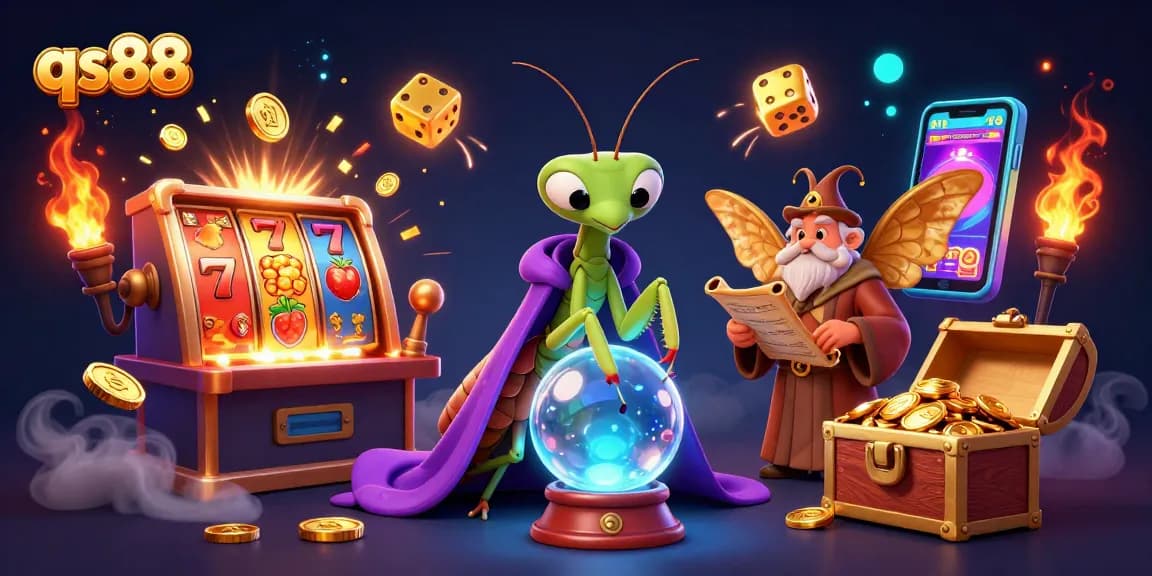 Engage in thrilling casino experiences with qs88's vibrant 3D fortune teller scene filled with enchanting game elements.