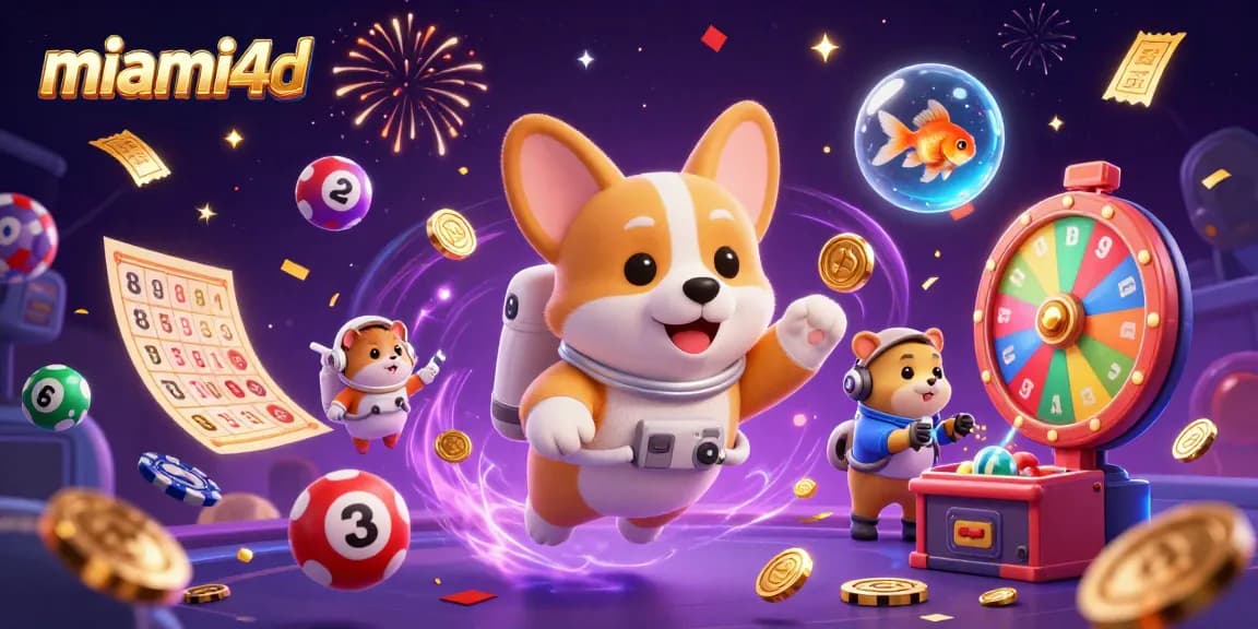 Experience the excitement of miami4d with vibrant casino elements and engaging characters in zero gravity.