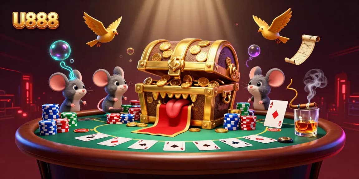 Engage with the excitement of U888 online gaming featuring vibrant casino elements and dynamic scenes.