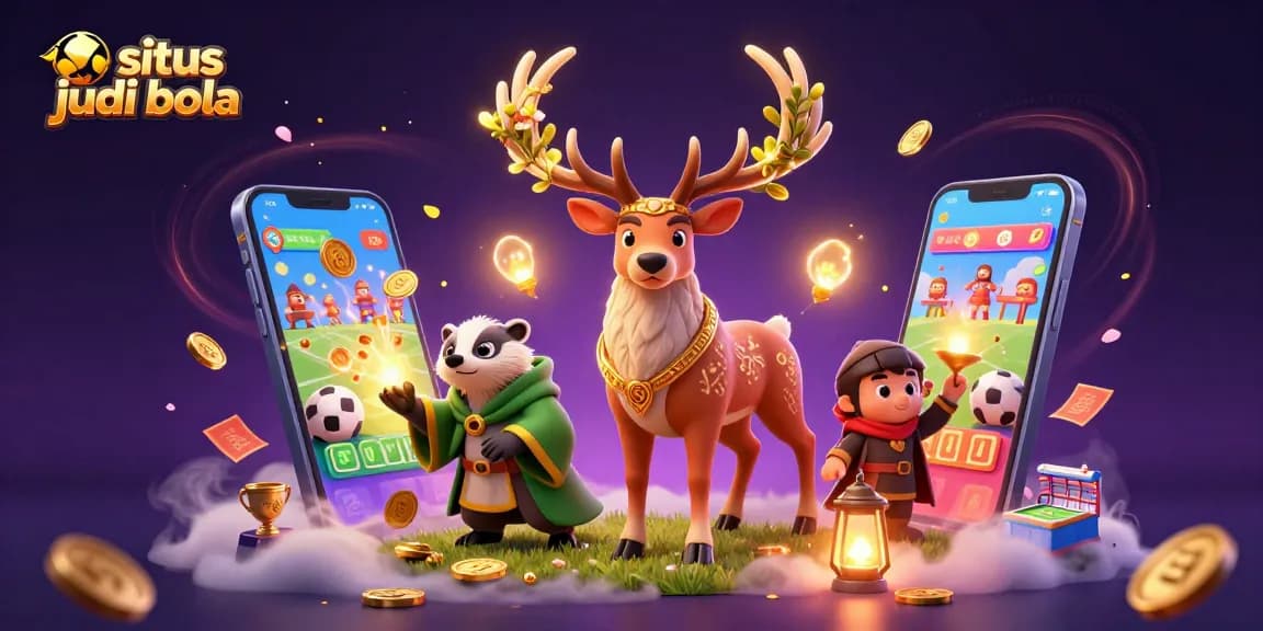 Bet on situs judi bola with a dynamic scene featuring sports betting characters and elements engaging in wagering excitement.