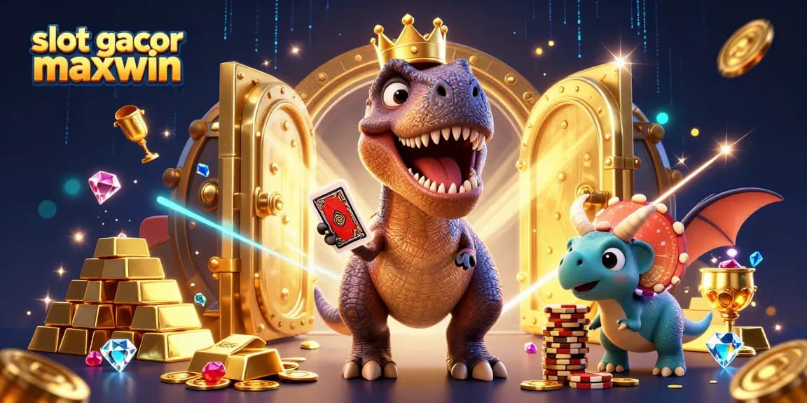 Menangkan jackpot dengan slot gacor maxwin, T-Rex beraksi di kasino 3D penuh harta!