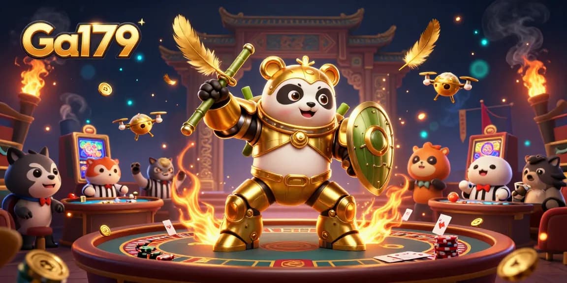 Engage with Ga179 gaming strategies in a vibrant, animated casino scene showcasing thrilling action.