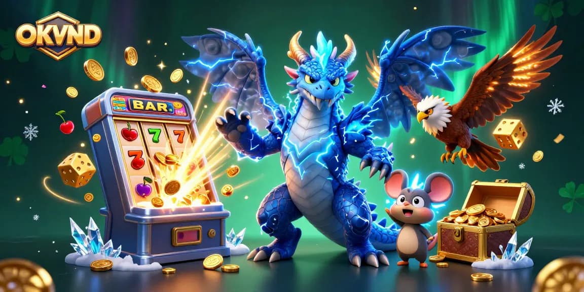 Engage with OKVND's thrilling energy showcased in an electrifying 3D casino adventure.