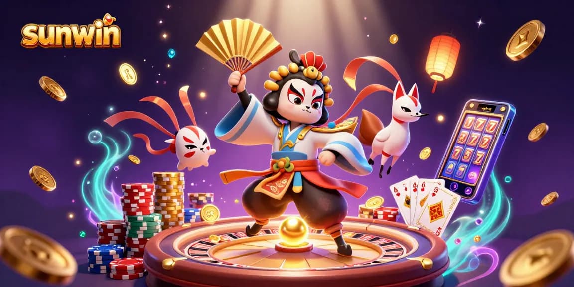 Experience thrilling wins at Sunwin with 3D characters amidst dynamic casino elements.