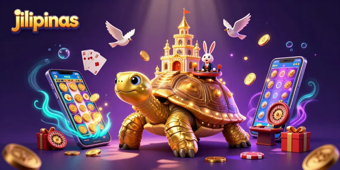Experience exciting casino action on jilipinas with a vibrant 3D illustration of games and animated characters.