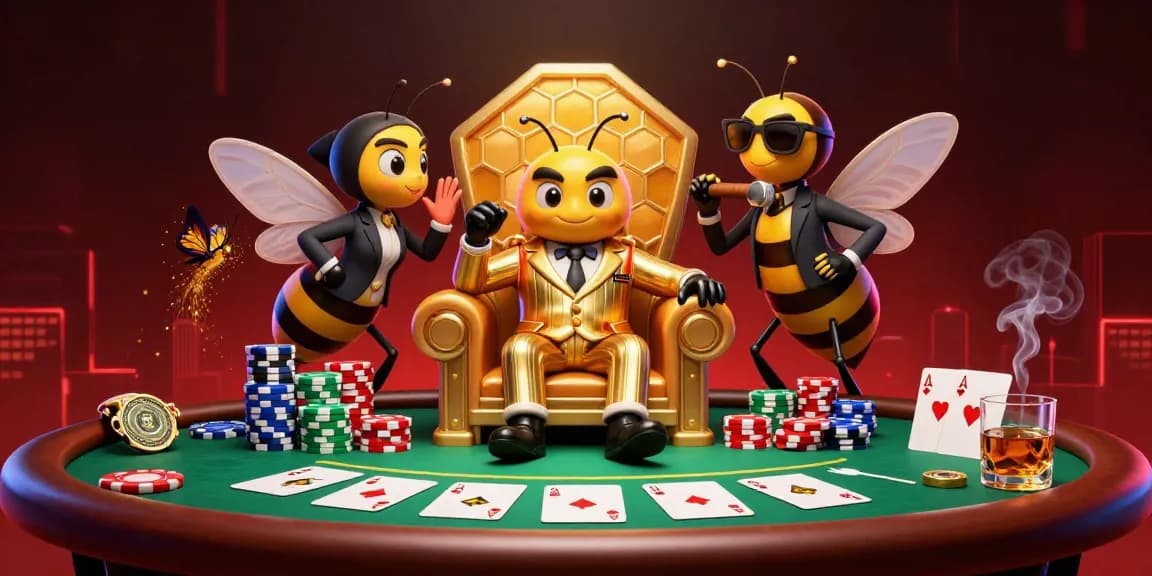 Win big at sunwin with cartoon bumblebee mob boss in an elaborate casino scene.