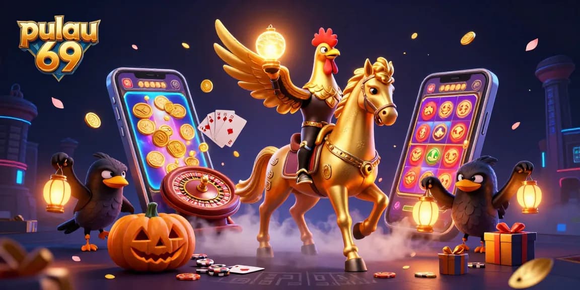 Engage with pulau 69's vibrant casino experience through this energizing digital illustration.