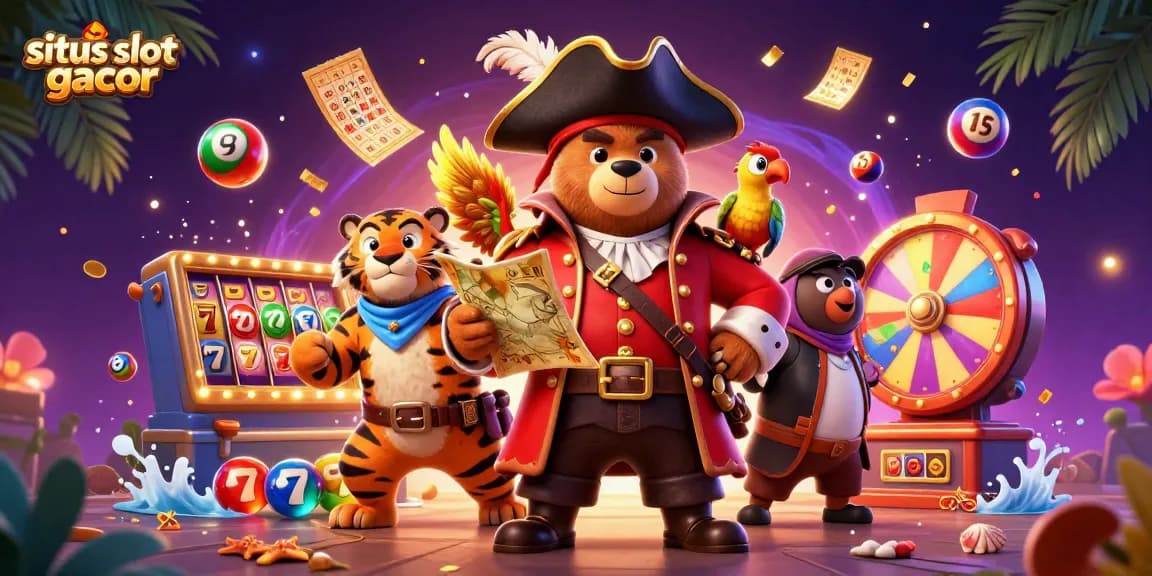 Experience thrilling action on situs slot gacor with cartoon pirate bear and lottery elements.