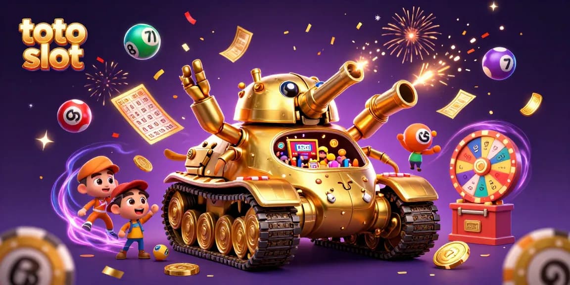 Experience thrilling action at the toto slot with rich visuals, vibrant confetti, and casino elements.