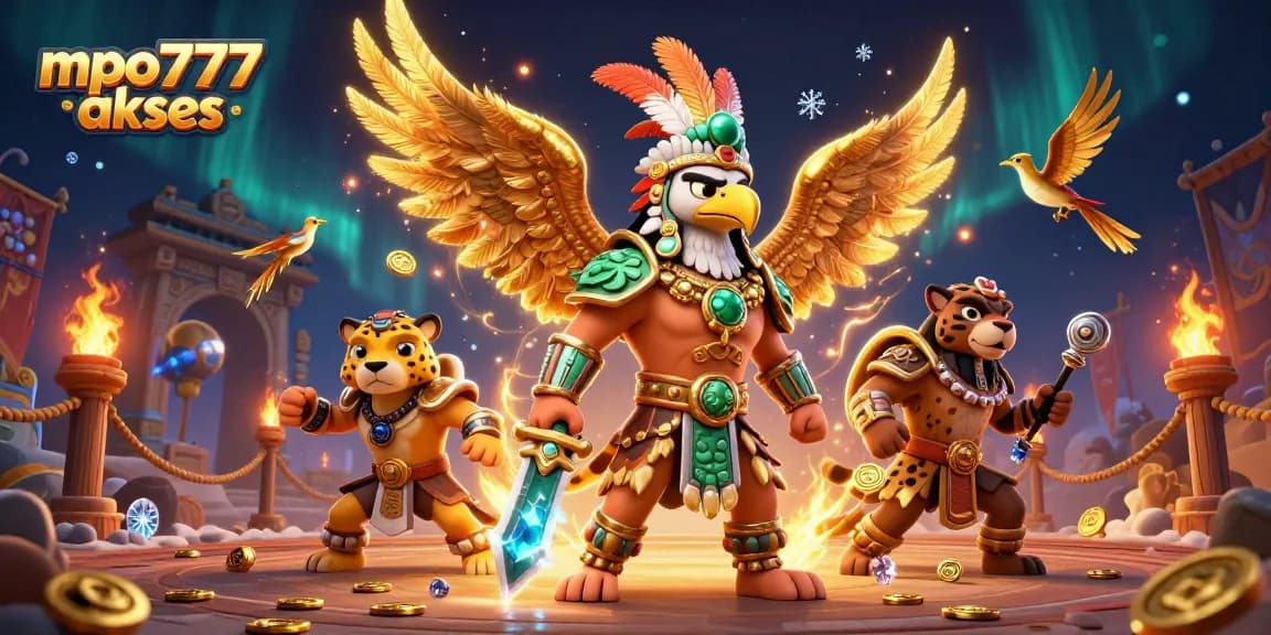 Experience the thrill of mpo777 akses as a 3D Aztec warrior battles in an epic casino scene.