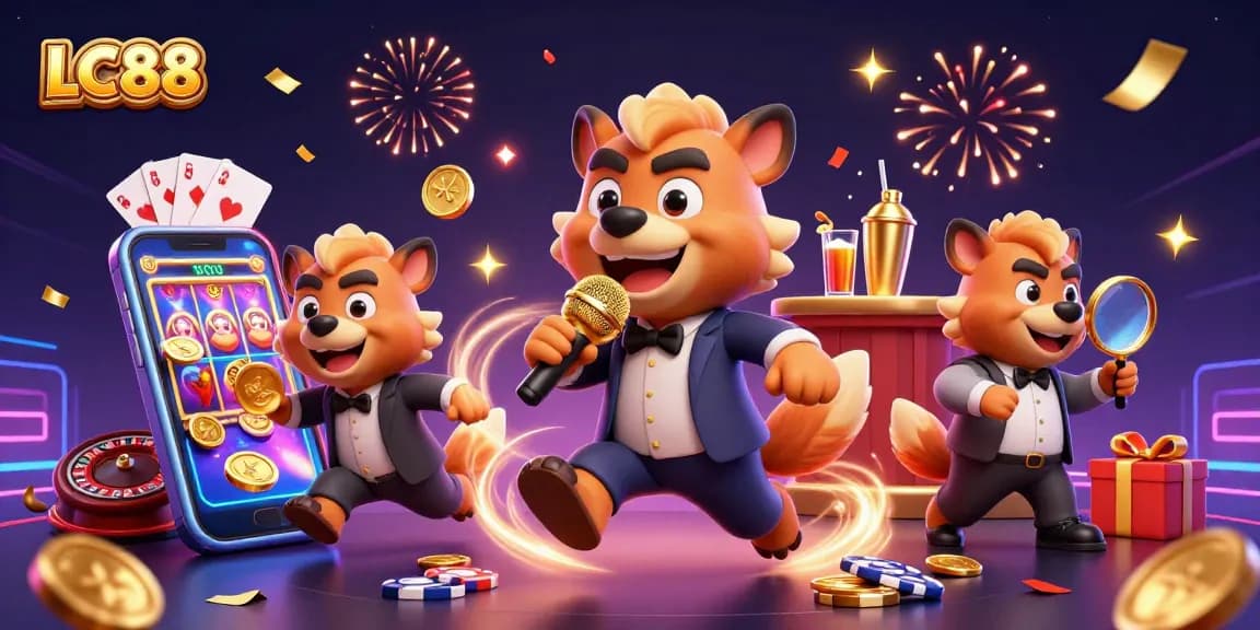 Engage with the vibrant world of LC88 where hyenas entertain in a lively casino setting.
