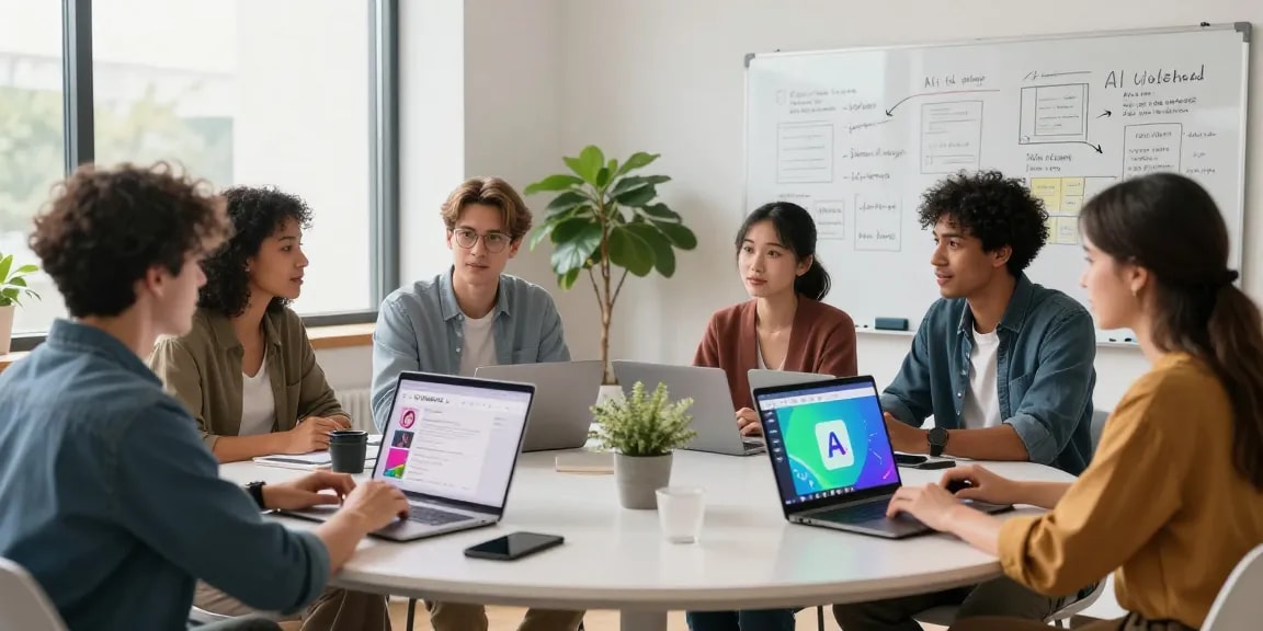 Dynamic group collaboration on CrushOnAI's features in a modern tech workspace.