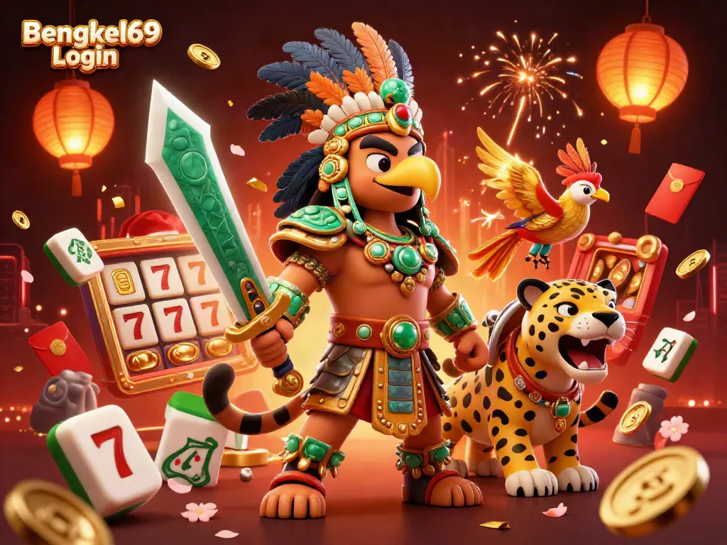 Engage with the thrilling world of Bengkel69 Login featuring vibrant casino elements and dynamic characters.