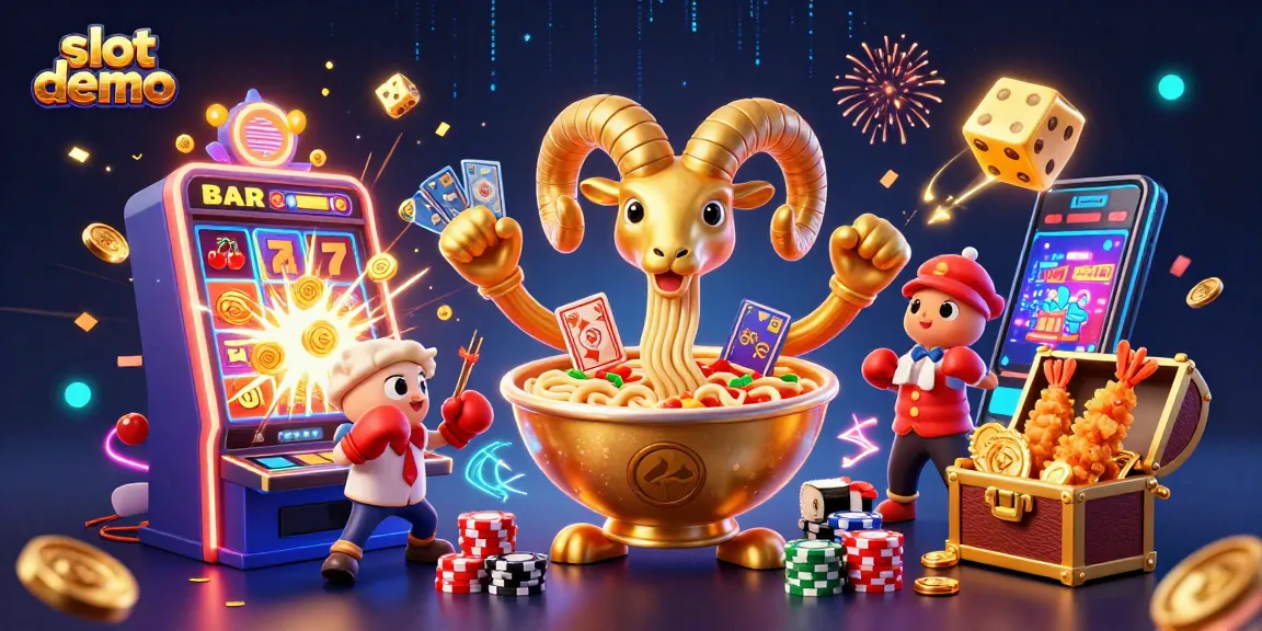 Play interactive slot demo with a vibrant 3D casino scene featuring animated characters and jackpots.