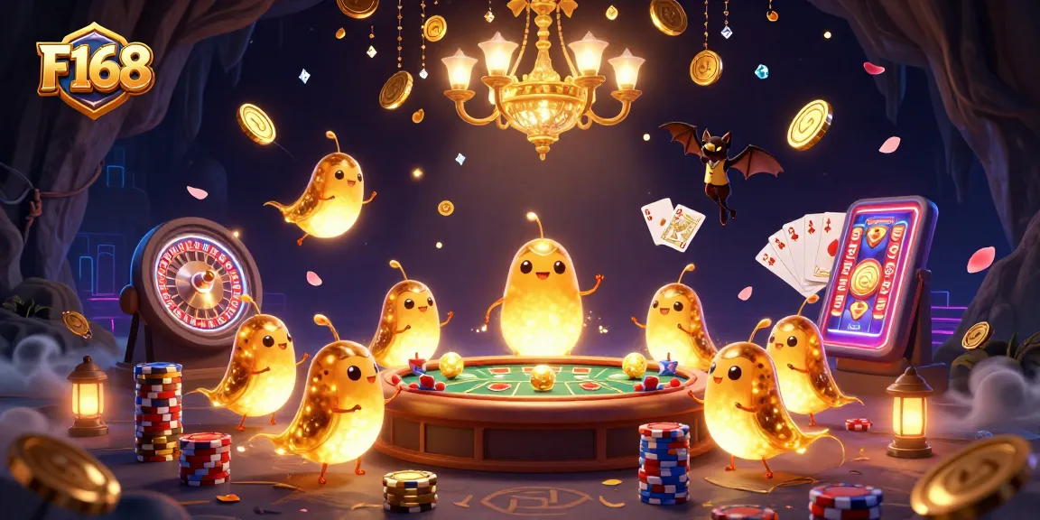 Enjoy thrilling games and bonuses at F168's vibrant bioluminescent casino scene.